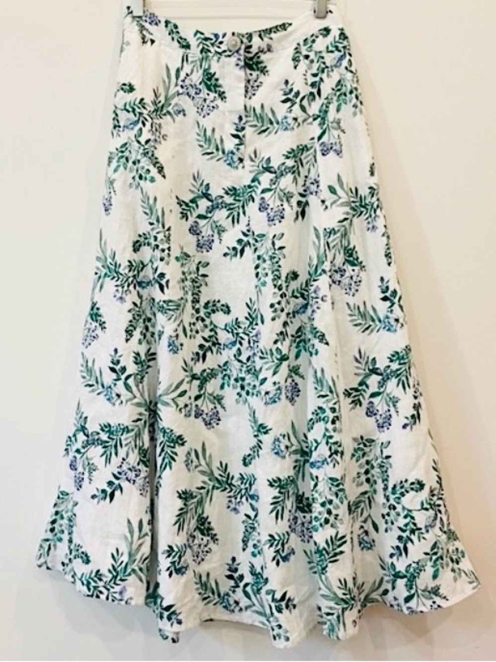 Ellie Tahari Linen Flora Midi Skirt Spring Cottagecore Gardencore 10